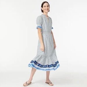 J CREW Smocked Ruffle Dress in Cotton Voile Size L